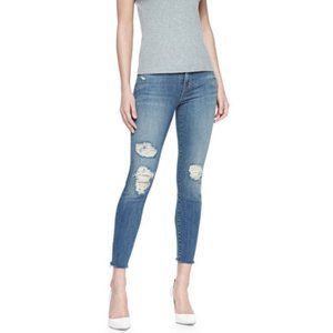 J Brand Mid Rise Cropped Raw Frayed Hem Skinny in Fury 26